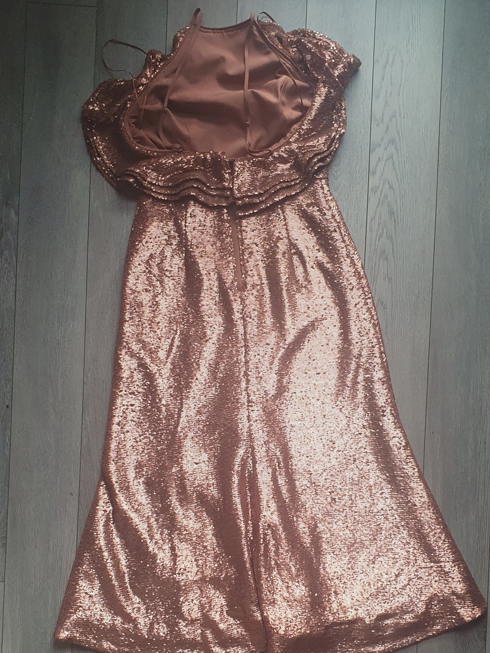 Rose Gold Sequin Ruffle Dress - Picture 3 of 3